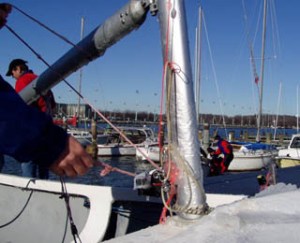 Temperature hovering around freezing caused Lots of ice buildup on the boats! (Jan Walker photo).